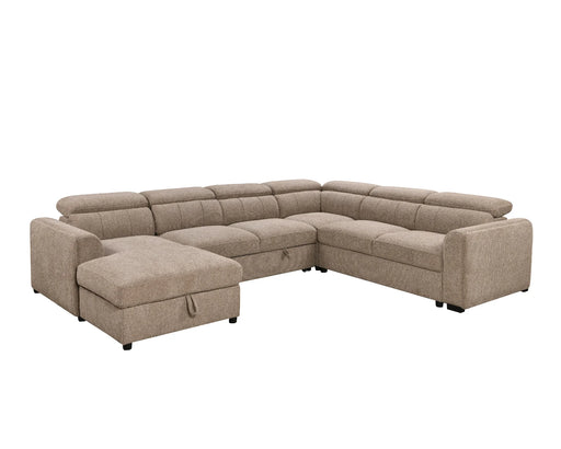 Sofa-lit sectionnel FELIX en tissu taupe, vue en angle