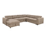 Sofa-lit sectionnel FELIX en tissu taupe, vue en angle