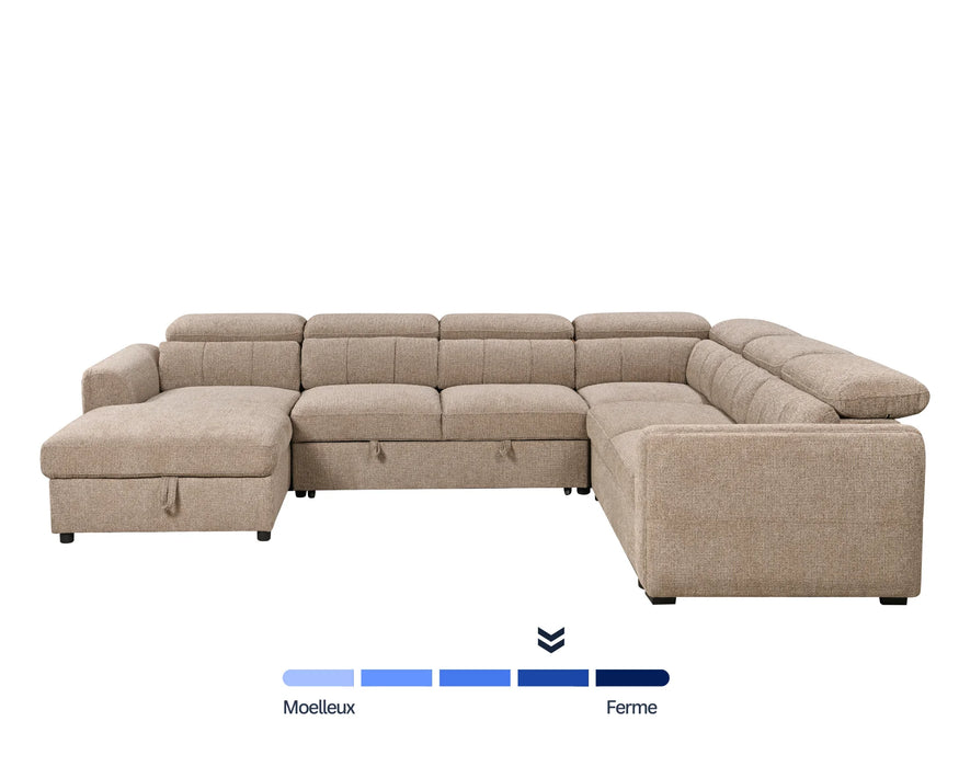 Sofa-lit sectionnel FELIX taupe, vue de face