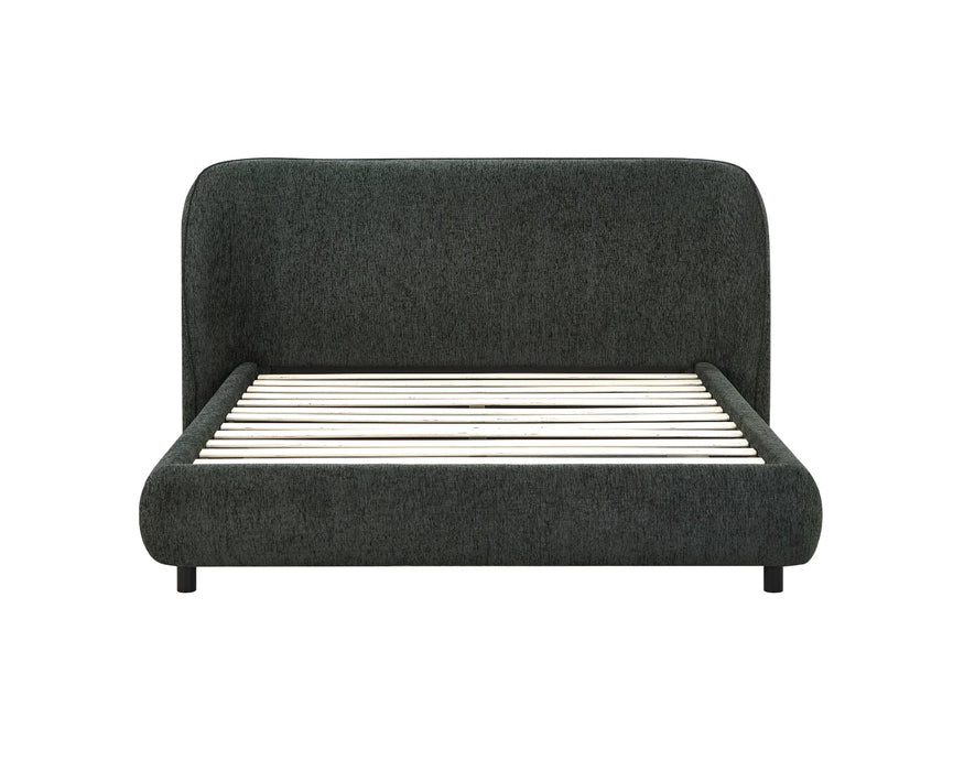 Base de lit king GABRIEL vert forêt vue de face — Nuasis