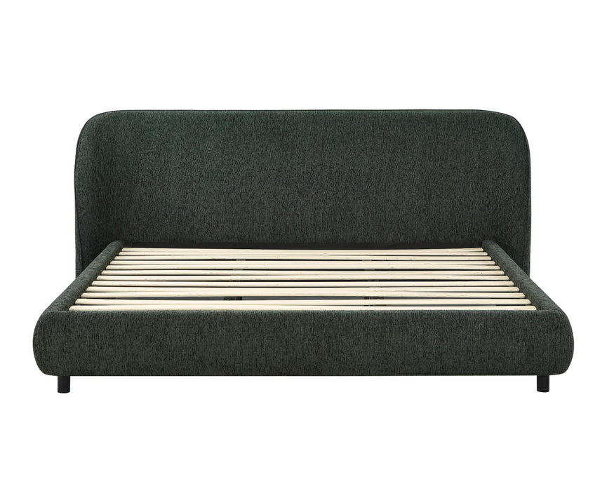 Base de lit queen GABRIEL vert forêt vue de face — Nuasis