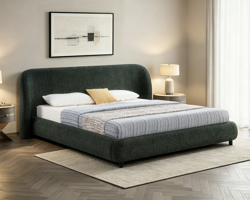 Base de lit GABRIEL vert forêt dans une chambre contemporaine — Nuasis