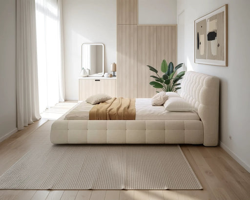 Base de lit LARKA blanc dans une chambre contemporaine — Nuasis
