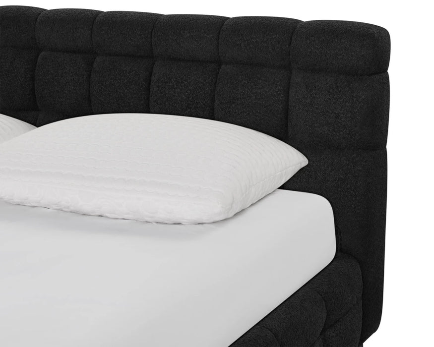 Tête de lit rembourrée LARKA capitonnage carré noir — Nuasis