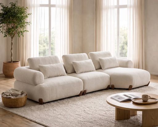 Sofa modulaire LAURENT crème dans un salon contemporain