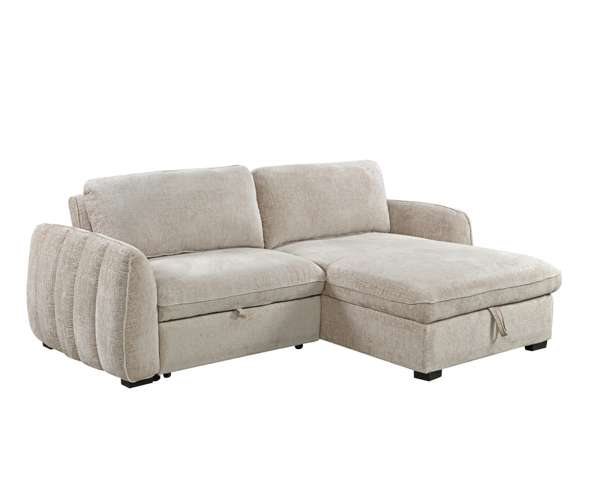 Sofa-lit sectionnel réversible LÉANDRE beige crème - vue d'angle