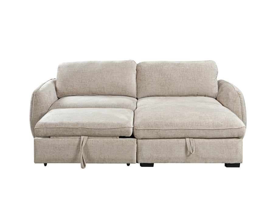 Sofa-lit sectionnel réversible LÉANDRE beige crème - vue de face