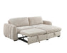 Sofa-lit sectionnel LÉANDRE beige crème - lit escamotable ouvert