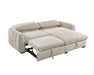 Sofa-lit sectionnel LÉANDRE beige crème - lit escamotable ouvert