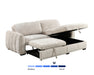 Sofa-lit sectionnel LÉANDRE beige crème - lit escamotable ouvert