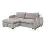 Sofa-lit sectionnel LÉANDRE en tissu polyester gris, vue en angle