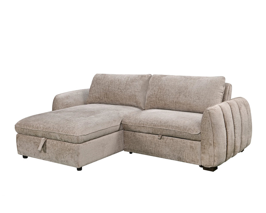 Sofa-lit sectionnel réversible LÉANDRE taupe - vue d'angle