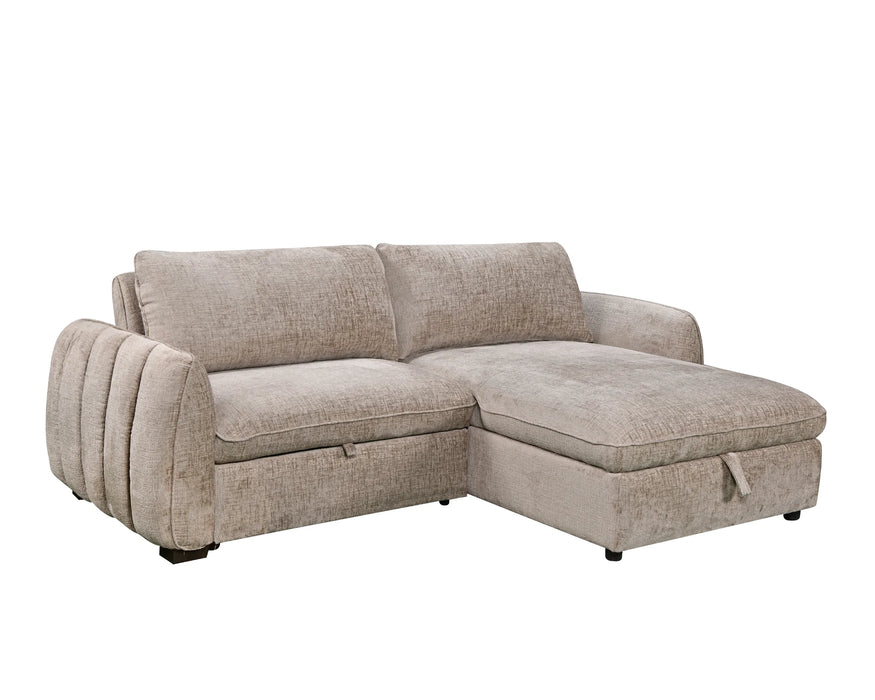 Sofa-lit sectionnel réversible LÉANDRE taupe - vue d'angle