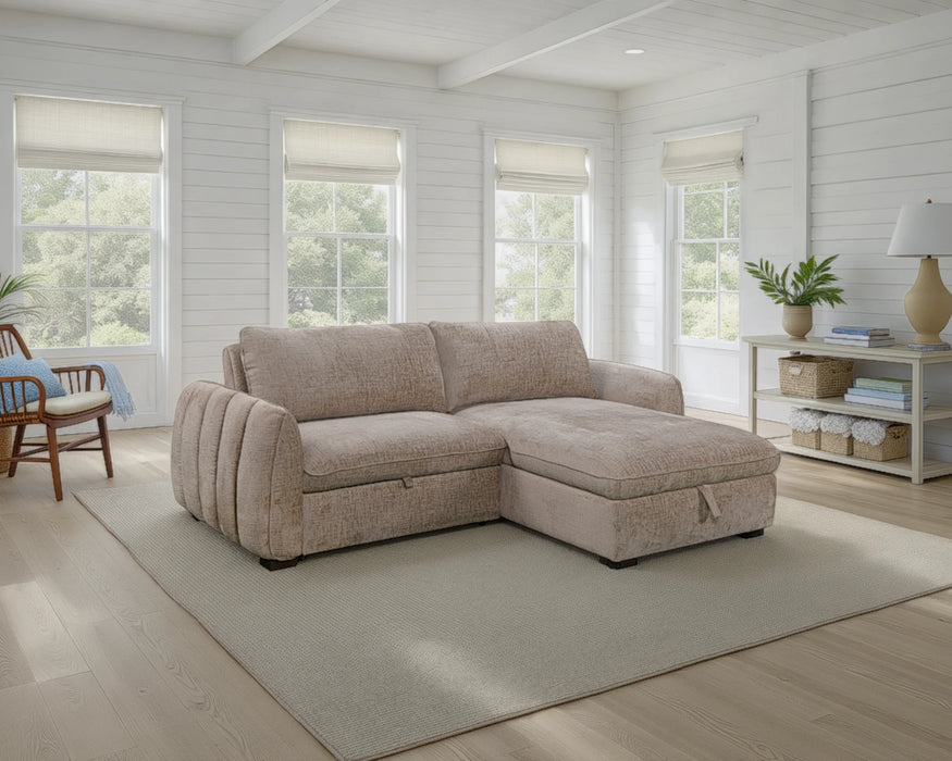 Sofa-lit sectionnel LÉANDRE taupe - vue salon