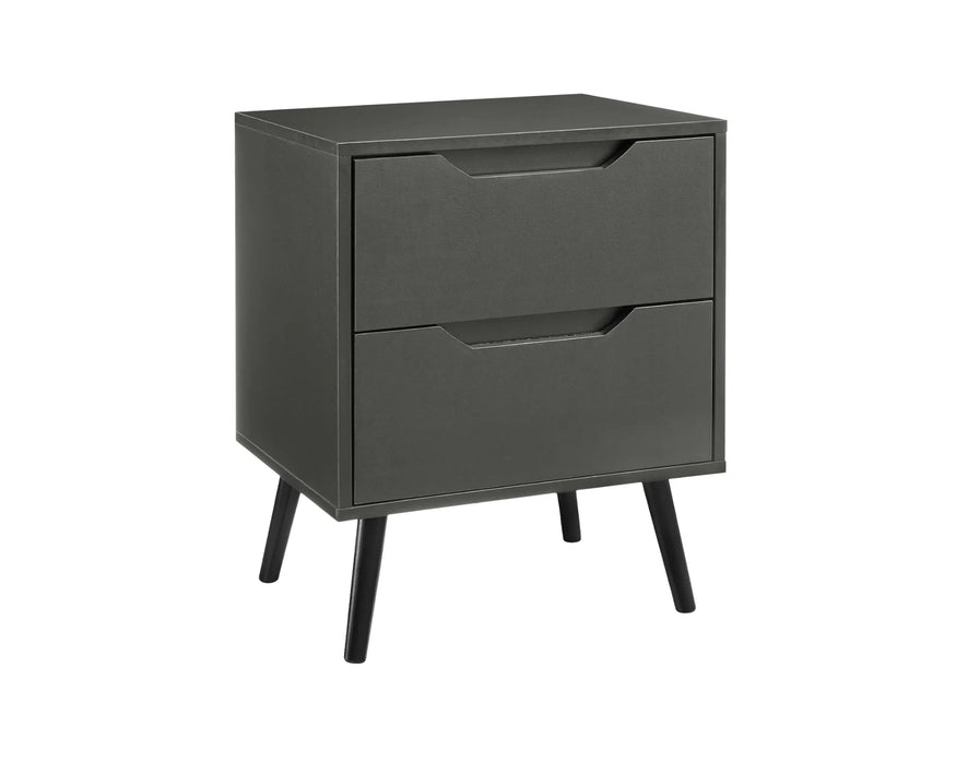 Table de chevet LEIF 2 tiroirs gris foncé, vue d'angle