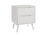 Table de chevet LEIF 2 tiroirs blanc, vue d'angle
