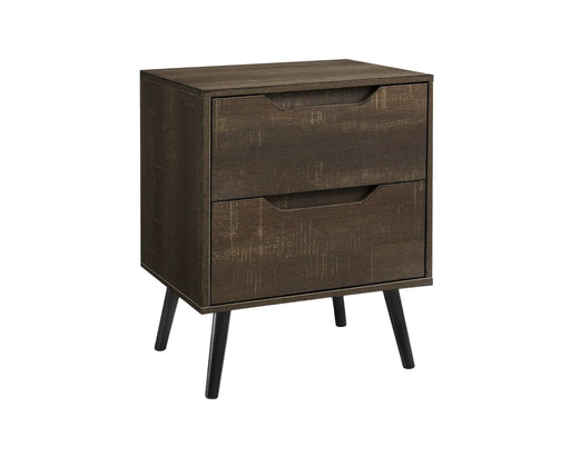 Table de chevet LEIF 2 tiroirs brun, vue d'angle
