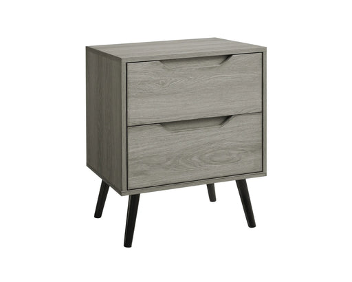 Table de chevet LEIF 2 tiroirs gris, vue d'angle