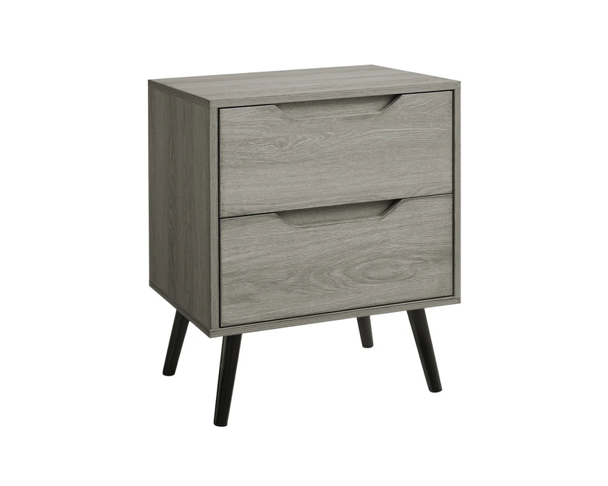 Table de chevet LEIF 2 tiroirs gris, vue d'angle