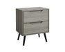 Table de chevet LEIF 2 tiroirs gris, vue d'angle