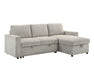 Sofa-lit sectionnel LEO en tissu beige, vue en angle