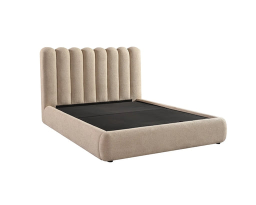 Base de lit LORENZO beige sable avec rangement vue en angle — Nuasis
