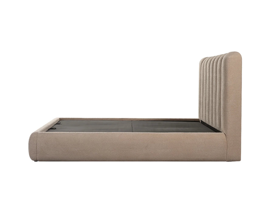 Base de lit LORENZO beige sable vue latérale — Nuasis