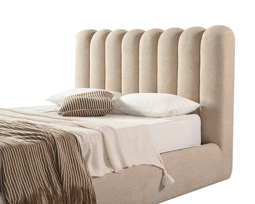 Tête de lit cannelures verticales LORENZO beige sable — Nuasis