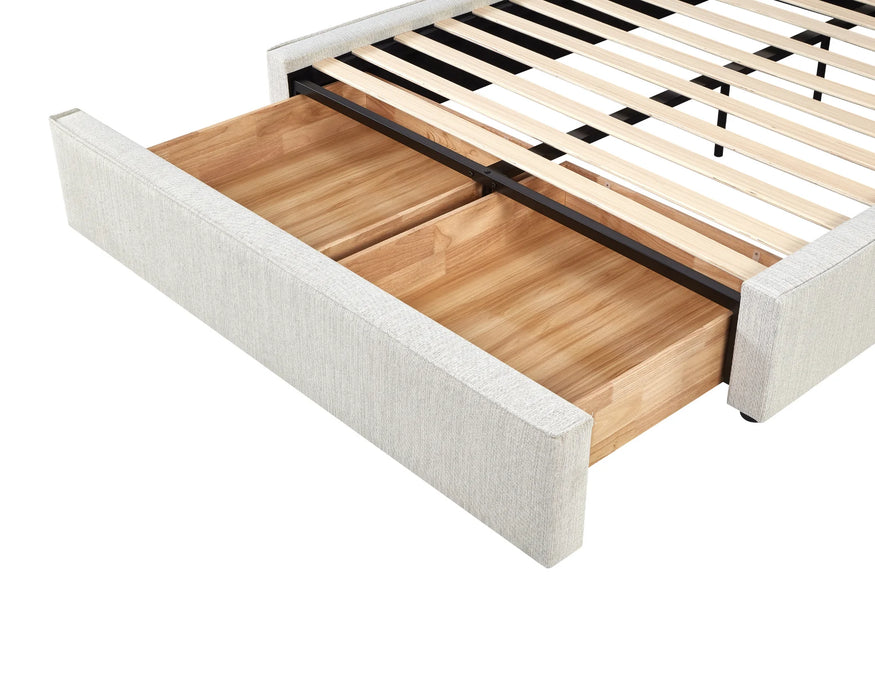 Tiroir de rangement ouvert base de lit LUDO ivoire — Nuasis