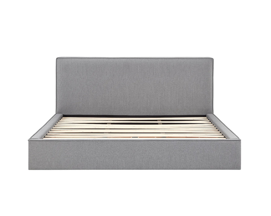 Base de lit king LUDO gris vue de face — Nuasis