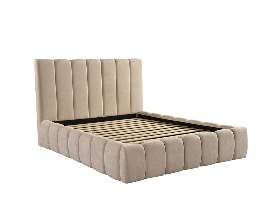 Base de lit MONTERO beige sable vue en angle — Nuasis