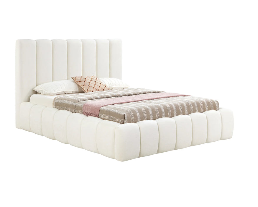 Base de lit MONTERO beige crème avec matelas vue en angle