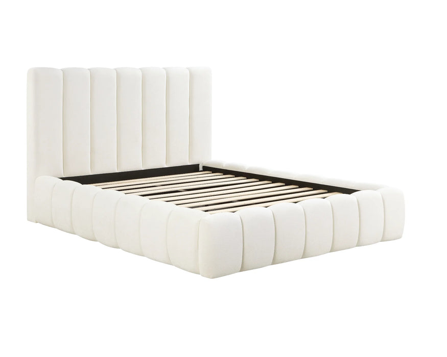 Base de lit MONTERO beige crème vue en angle