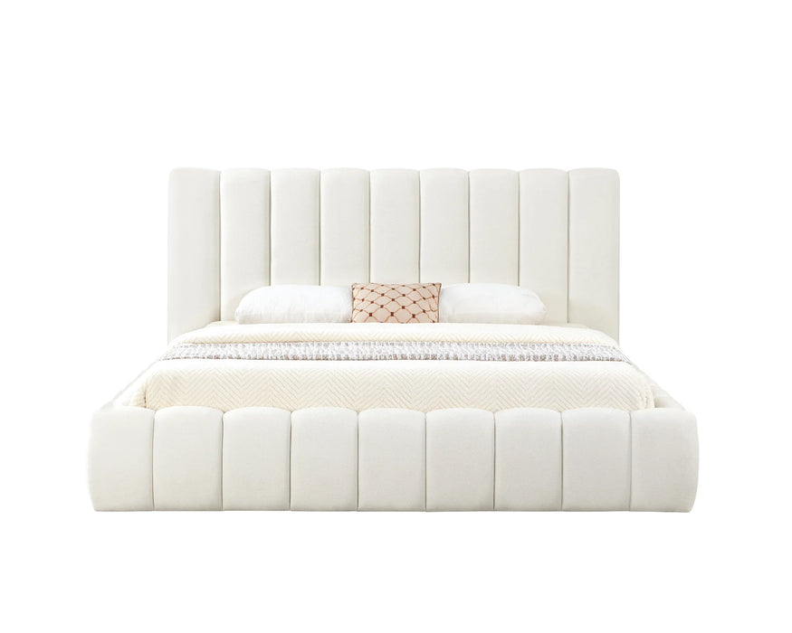 Base de lit MONTERO beige crème avec matelas vue de face