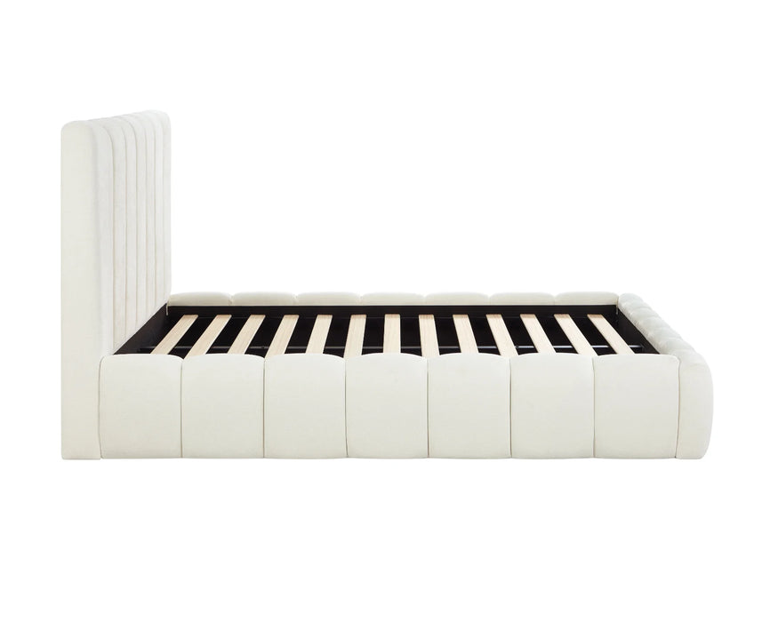 Base de lit MONTERO beige crème vue latérale