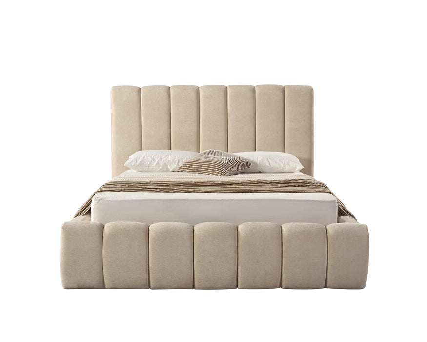 Base de lit MONTERO beige sable vue de face — Nuasis