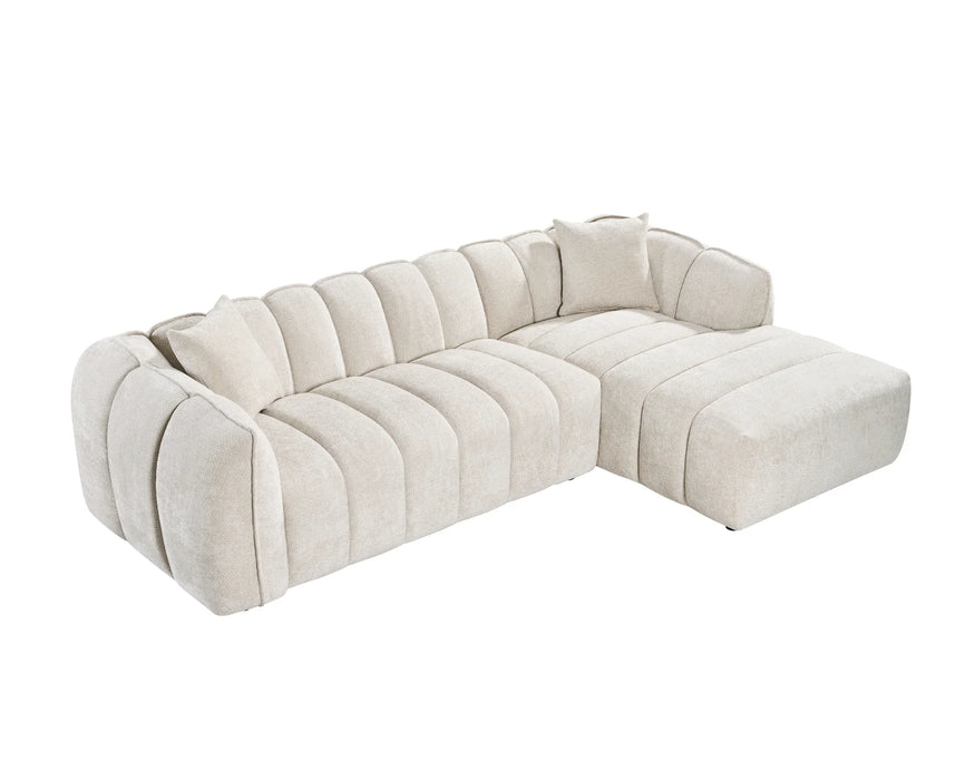 Sofa sectionnel NICO beige crème, vue en angle haut