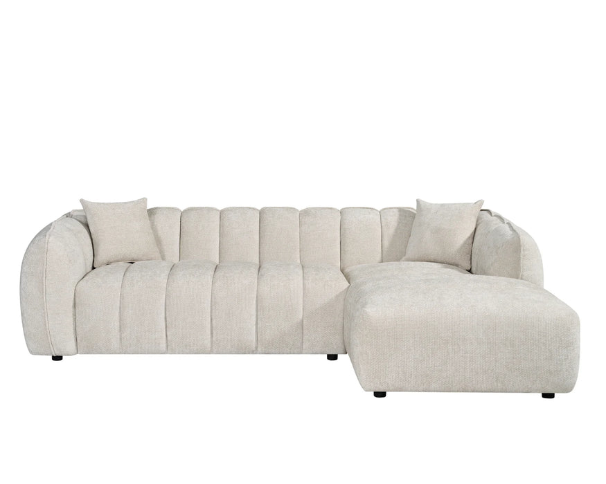 Sofa sectionnel NICO en tissu beige crème, vue de face