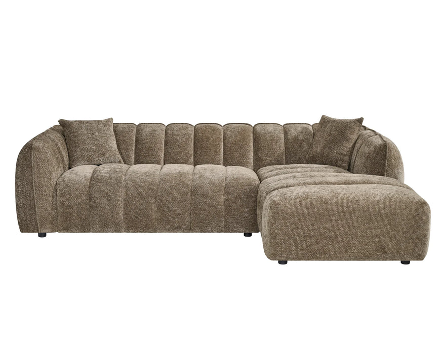 Sofa sectionnel NICO en tissu taupe, vue de face