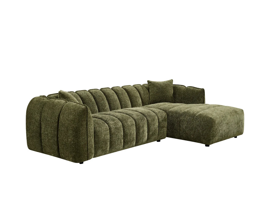 Sofa sectionnel NICO vert forêt, vue en angle