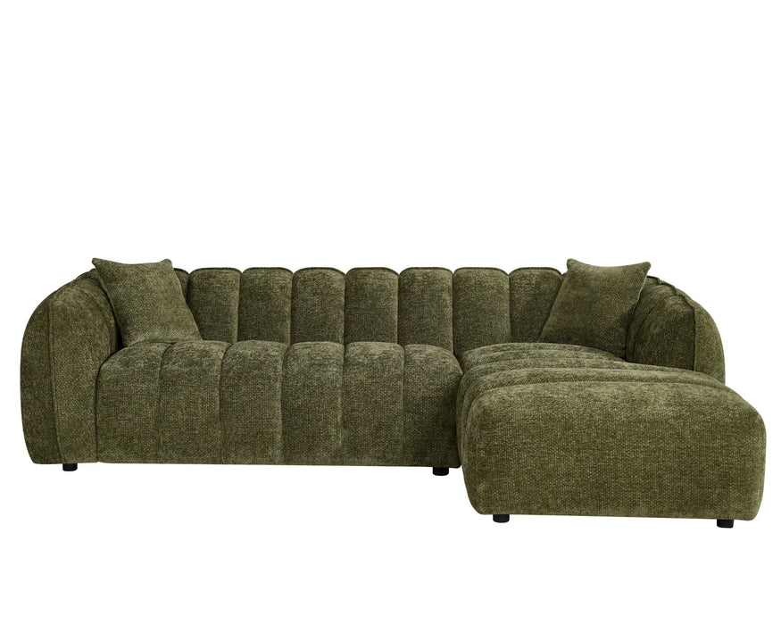 Sofa sectionnel NICO en tissu vert forêt, vue de face