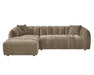 Sofa sectionnel NICO en tissu taupe, vue de face, côté gauche