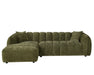 Sofa sectionnel NICO en tissu vert forêt, vue de face, côté gauche