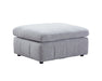 Ottoman ENZO gris clair vue trois quarts, design contemporain compact