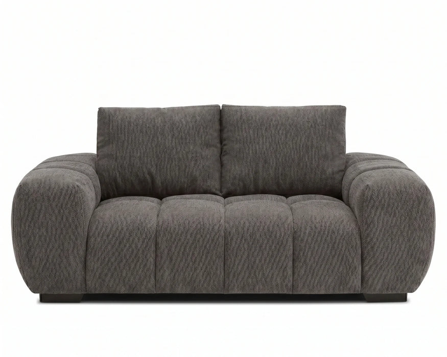 Causeuse OLIVIA 2 places gris foncé en tissu polyester, vue de face