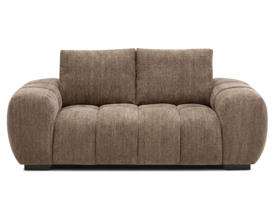 Causeuse OLIVIA 2 places taupe en tissu polyester, vue de face