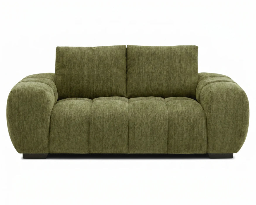 Causeuse OLIVIA 2 places vert en tissu polyester, vue de face