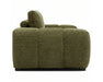 Divan OLIVIA vert en tissu polyester, vue de côté
