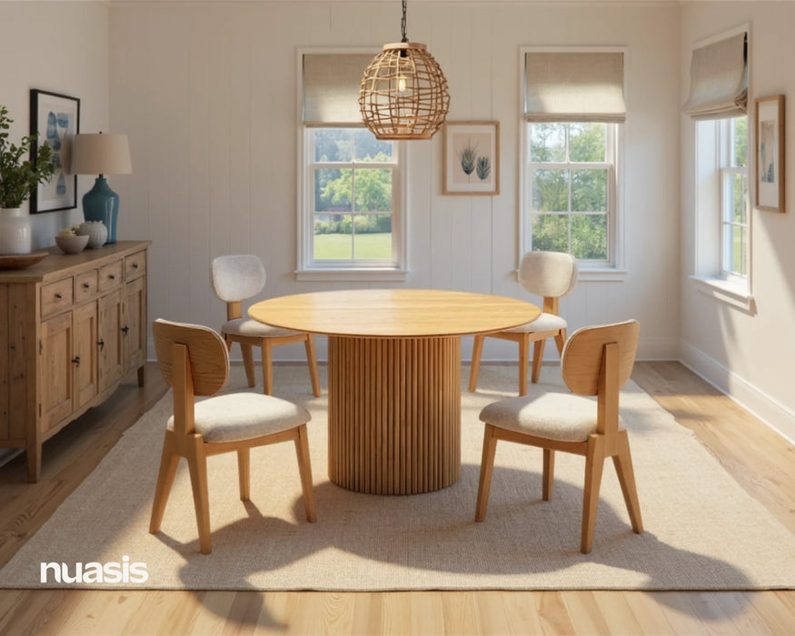 BERGEN - Ensemble de salle à manger scandinave en bois naturel