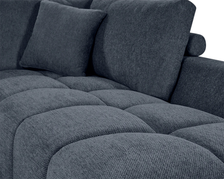 OLIVIA - 120" Navy Blue Sectional Sofa